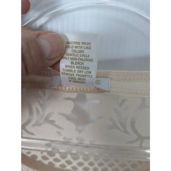 Cache Vintage Y2K Top Burnout Sheer Floral Net Design Cream Size Small - Picture 6 of 8